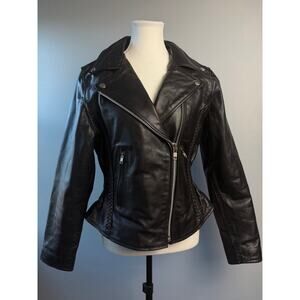 Viking Cycle Leather Moto Jacket Small Tapered Women Braided Motorcycle Biker